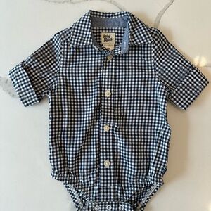 Baby B’gosh Navy Check Button Down Shirt Onesie